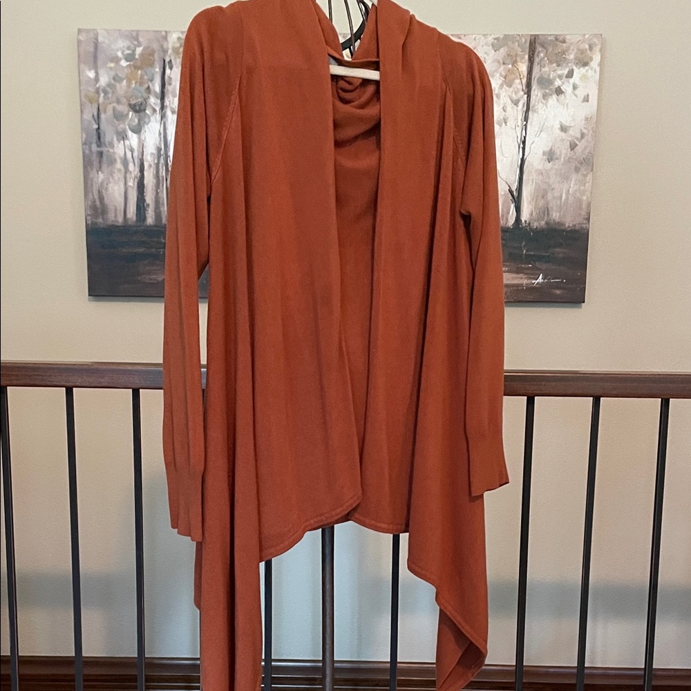 TEX by Max Azria Rusty Orange Deconstructed Long Sleeved Sweater Size Large